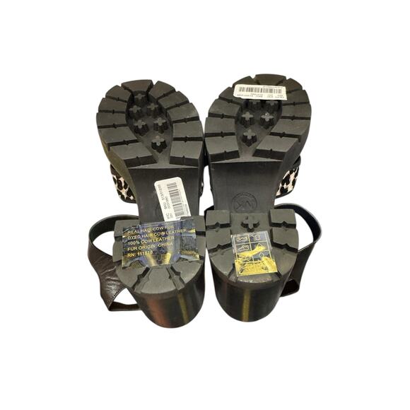Michael Kors Colby Leather Cheetah Calf Hair Lug Platform Sandals 8.5/ CHIC NEW - Picture 10 of 11